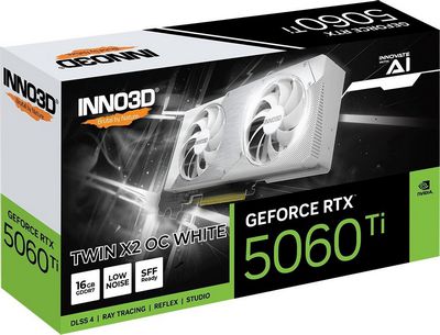 Видеокарта Inno3D GeForce RTX 5060 Ti 16GB Twin X2 OC White N506T2-16D7X-191073W - фото3