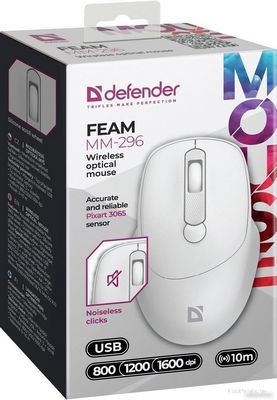 Мышь Defender Feam MM-296 (белый) - фото3