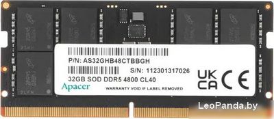 Оперативная память Apacer 32ГБ DDR5 SODIMM 4800 МГц AS32GHB48CTBBGH - фото
