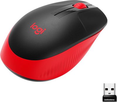 Мышь Logitech M190 (черный/красный) - фото