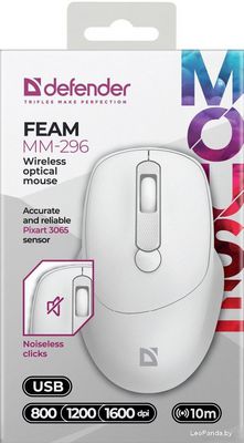 Мышь Defender Feam MM-296 (белый) - фото3