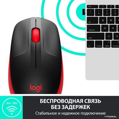 Мышь Logitech M190 (черный/красный) - фото3
