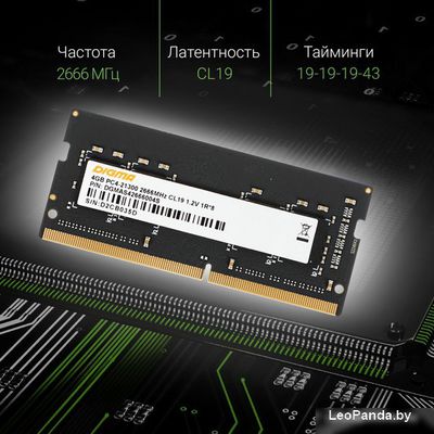 Оперативная память Digma 4ГБ DDR4 SODIMM 2666 МГц DGMAS42666004S - фото4