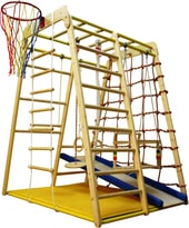 Детский спортивный комплекс Вертикаль Весёлый Малыш Wood с мягким бортиком - фото