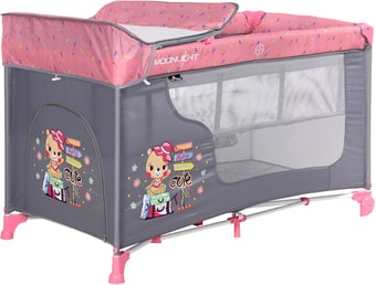 Манеж-кровать Lorelli Moonlight 2 Layers 2020 (pink travelling) - фото