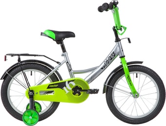 Детский велосипед Novatrack Vector 16 2020 163VECTOR.SL20 (серебристый/салатовый) - фото