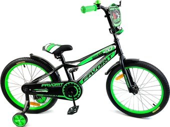 Детский велосипед Favorit Biker 20 2020 (черный/зеленый) - фото
