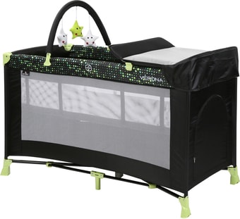 Манеж-кровать Lorelli Verona 2 Layers Plus 2020 (black&green dots) - фото