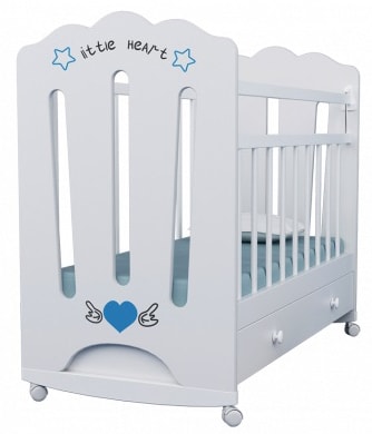 Классическая детская кроватка VDK Little Heart маятник с ящиком (белый) - фото