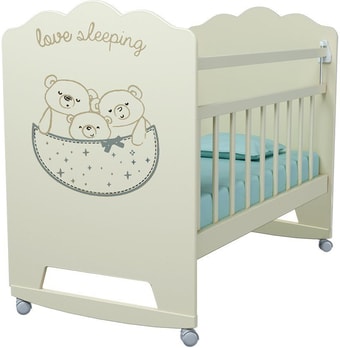 Классическая детская кроватка VDK Love Sleeping колесо-качалка (слоновая кость) - фото