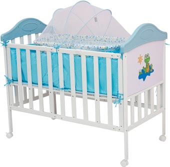 Классическая детская кроватка Babyhit Sleepy Compact (белый/голубой) - фото