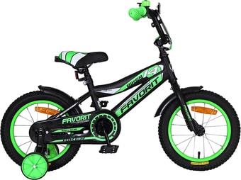 Детский велосипед Favorit Biker 14 2020 (черный/зеленый) - фото