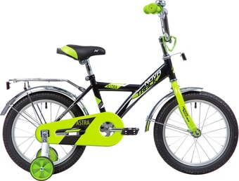 Детский велосипед Novatrack Astra 14 2020 143ASTRA.BK20 (черный/салатовый) - фото