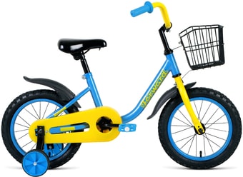 Детский велосипед Forward Barrio 14 2021 (голубой/желтый) - фото