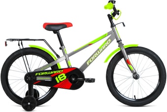 Детский велосипед Forward Meteor 18 2021 (серый/зеленый) - фото