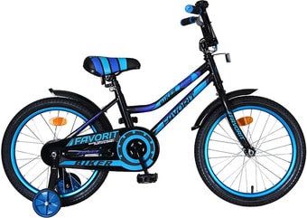 Детский велосипед Favorit Biker 18 2021 (черный/синий) - фото