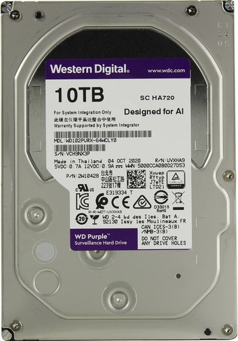 Жесткий диск WD Purple 10TB WD102PURX - фото