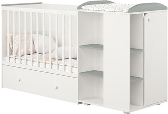 Кроватка-трансформер Polini Kids Ameli 800, с комодом (белый/серый) - фото