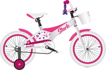 Детский велосипед Stark Tanuki 18 Girl 2021 (белый/розовый) - фото