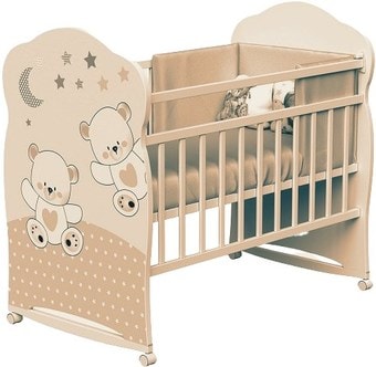 Классическая детская кроватка VDK Funny Bears колесо-качалка (слоновая кость) - фото