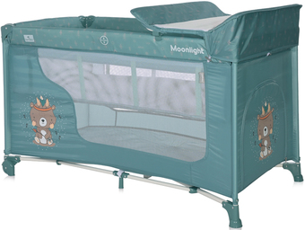 Манеж-кровать Lorelli Moonlight 2 Layers 2023 (арктический зеленый, индеец) - фото