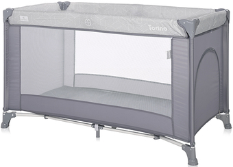 Манеж-кровать Lorelli Torino 1 2022 (серый, полосы) - фото