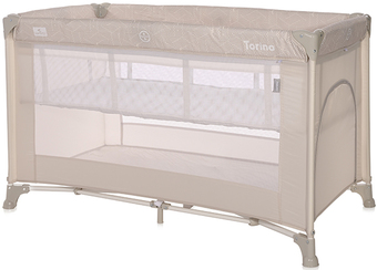 Манеж-кровать Lorelli Torino 2 Layers 2022 (бежевый, полосы) - фото