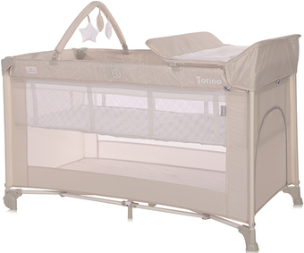 Манеж-кровать Lorelli Torino 2 Plus 2022 (бежевый, полосы) - фото