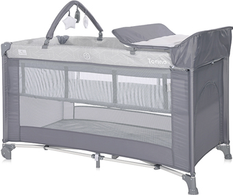 Манеж-кровать Lorelli Torino 2 Plus 2022 (серый, полосы) - фото