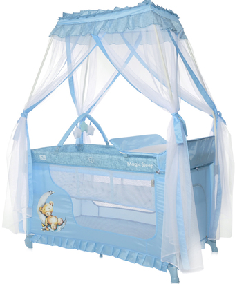 Манеж-кровать Lorelli Magic Sleep 2022 (голубая луна, спящий медведь) - фото