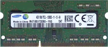 Оперативная память Samsung 4GB DDR3 SO-DIMM PC3-12800 [M471B5173DB0-YK0] - фото