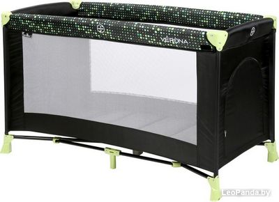 Манеж-кровать Lorelli Verona 1 Layer 2020 (black&green dots) - фото