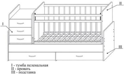 Кроватка-трансформер Bambini М 01.10.01 (темный орех/натуральный) - фото2
