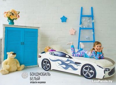 Кровать-машина Бельмарко Бондмобиль 160x70 (белый) - фото3