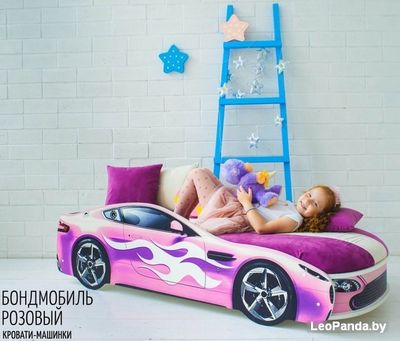 Кровать-машина Бельмарко Бондмобиль 160x70 (розовый) - фото3