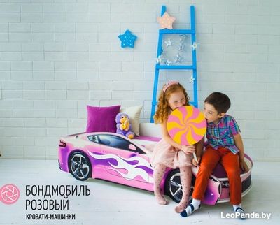 Кровать-машина Бельмарко Бондмобиль 160x70 (розовый) - фото4