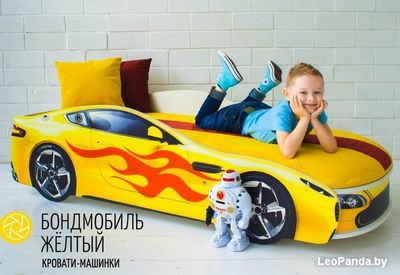 Кровать-машина Бельмарко Бондмобиль 160x70 (желтый) - фото2