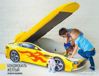 Кровать-машина Бельмарко Бондмобиль 160x70 (желтый) - фото3