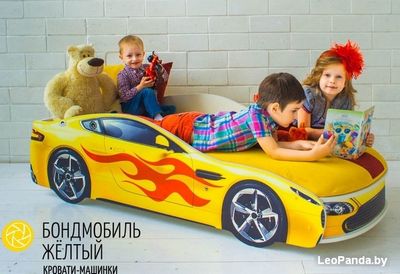 Кровать-машина Бельмарко Бондмобиль 160x70 (желтый) - фото4
