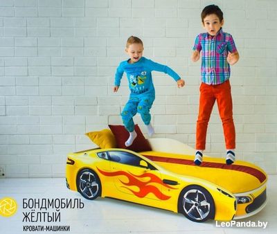 Кровать-машина Бельмарко Бондмобиль 160x70 (желтый) - фото5