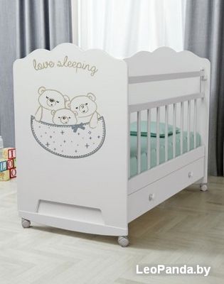 Классическая детская кроватка VDK Love Sleeping маятник с ящиком (белый) - фото2
