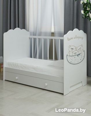 Классическая детская кроватка VDK Love Sleeping маятник с ящиком (белый) - фото3