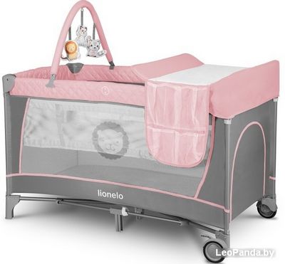 Манеж-кровать Lionelo Flower (серый/розовый) - фото2