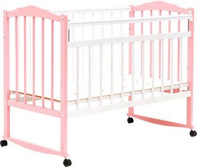 Детская кроватка Bambini 01 (белый/розовый)