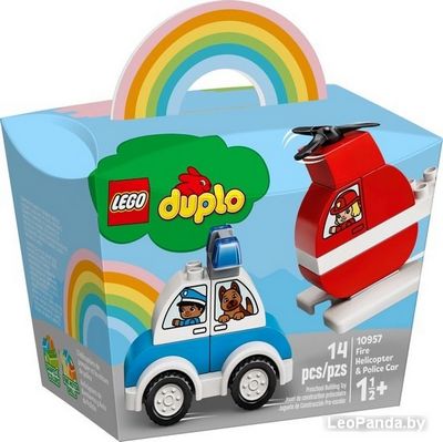 Конструктор LEGO Duplo 10957 Мой первый пожарный вертолет и полицейский автом. - фото