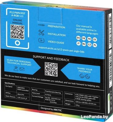 Вентилятор для корпуса Arctic P12 PWM PST A-RGB 0dB ACFAN00231A - фото5