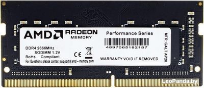 Оперативная память AMD Radeon R7 Performance 4GB DDR4 SODIMM PC4-21300 R744G2606S1S-U - фото