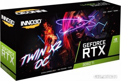 Видеокарта Inno3D GeForce RTX 3060 Ti Twin X2 OC LHR 8GB N306T2-08D6X-119032DH - фото2