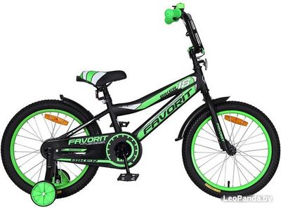 Детский велосипед Favorit Biker 18 2020 (черный/зеленый) - фото