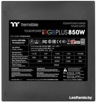 Блок питания Thermaltake Toughpower iRGB PLUS 850W Platinum TT Premium Ed. TPI-850DH3FCP - фото5